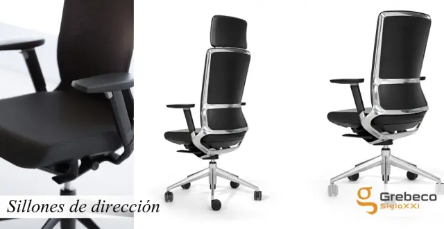 Imagen Silla giratoria c/cabezal asiento y respaldo tapizado.base aluminio pulido-Ruedas antiestticas