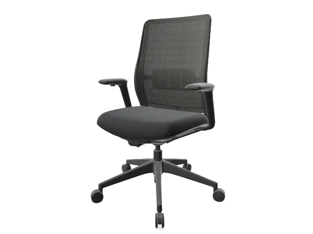 Imagen Silla giratoria base poliamida negro y brazos 2D respaldo malla H y asiento tapizado -EXPRESS