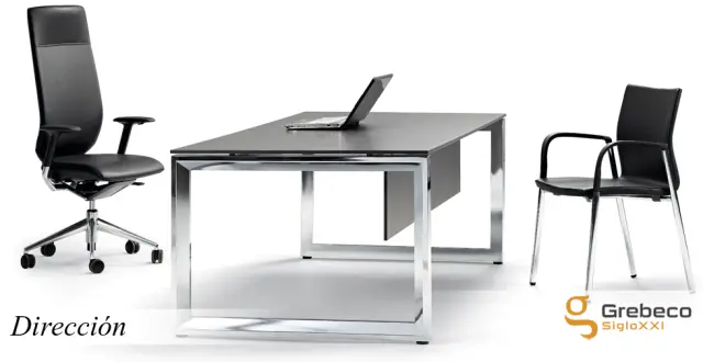 Imagen Mesa rectangular tapa laminada. Marco cerrado cromado.