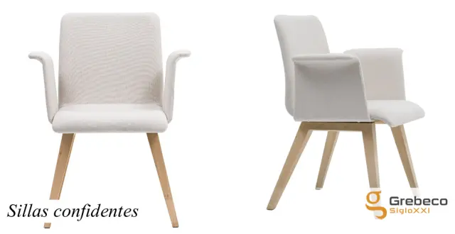 Imagen Silln confidente con brazos tapizados. Pies en madera.