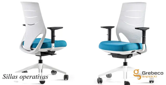 Imagen Silla giratoria elevacin gas brazos 2d asiento tapizado-Base poliamida blanco.