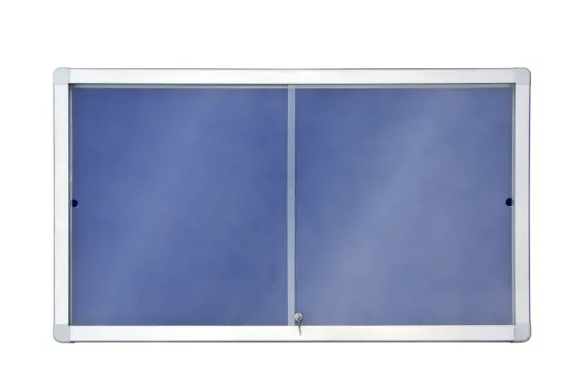 Imagen Vitrina de interior moqueta azul con puerta corredera 138x99.