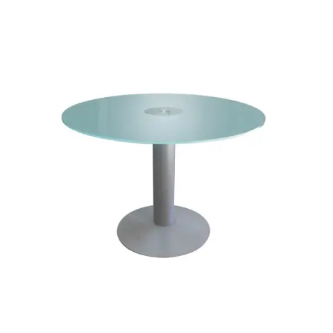 Imagen Mesa de reuniones circular en vidrio con pie metlico 120cm 