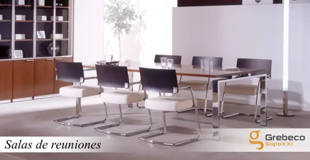Imagen Mesa de juntas rectangular con estructura cromada. 2