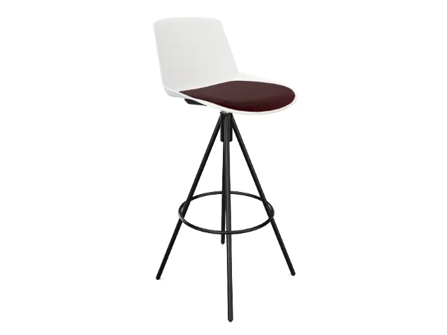 Imagen Taburete giratorio con estructura negra, carcasa blanca y asiento tapizado M