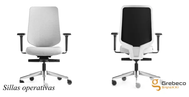 Imagen Silla sincro atom. respaldo malla neg c/trasla y regulacin lumbar, brazos 1d ,estructura blanca y Base giratoria pulida