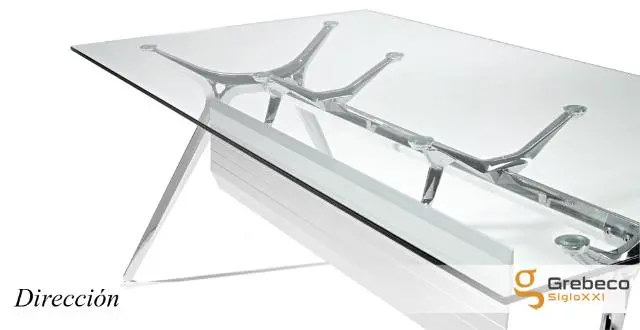 Imagen Mesa rectangular pulida tapa vidrio transparente 3