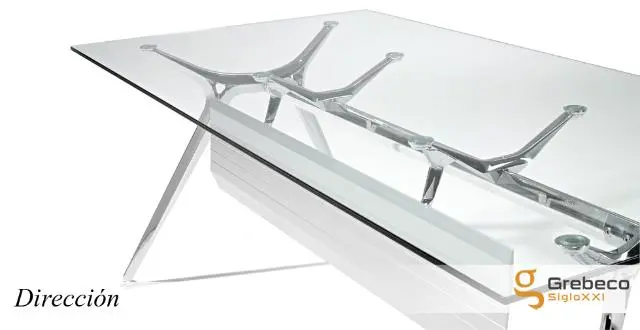 Imagen Mesa rectangular estructura pulida tapa vidrio transparente 3