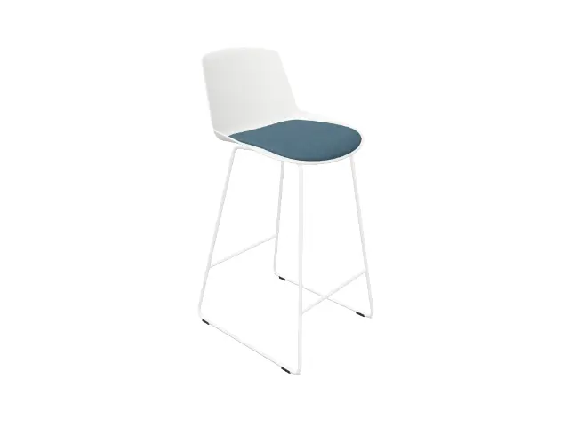 Imagen Taburete patn con estructura blanca. Asiento tapizado M