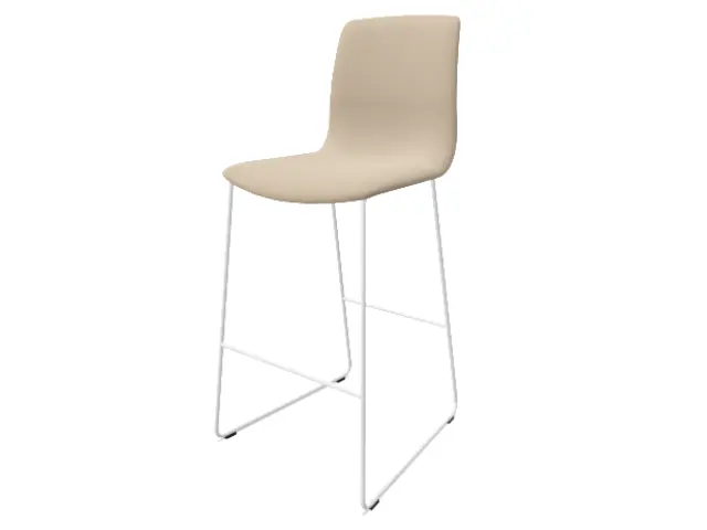 Imagen Taburete respaldo alto. Estructura de varilla acero laminado en blanco, asiento y respaldo tapizado