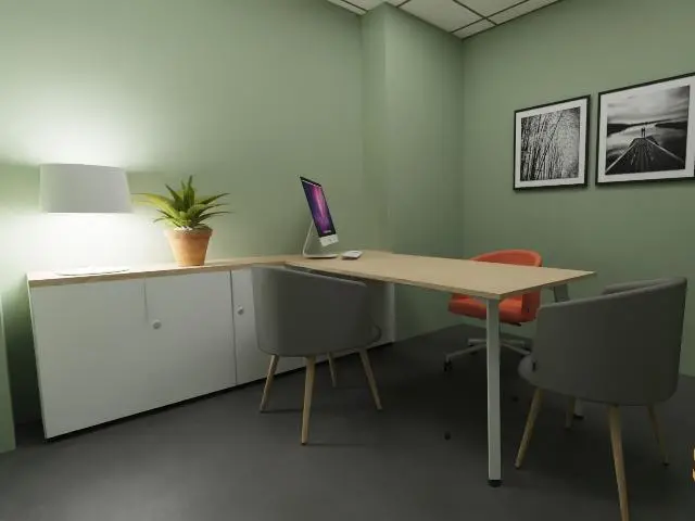 Imagen Mesa rectangular con armarios soporte especiales*