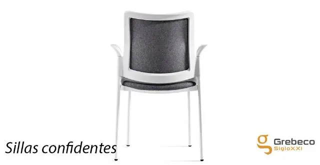 Imagen Silla confidente con brazos y 4 patas. Respaldo H.Estructura blanca. 3