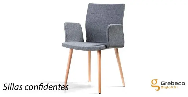 Imagen Silla confidente con brazos tapizados y patas en madera. 2