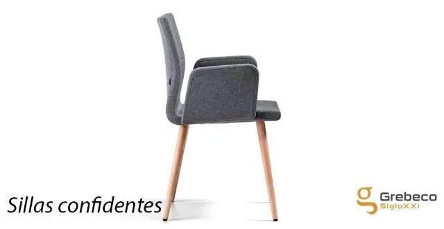 Imagen Silla confidente con brazos tapizados y patas en madera. 3