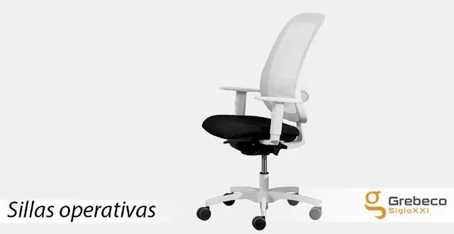 Imagen Silla giratoria respaldo malla. Base poliamida blanca brazos 1D