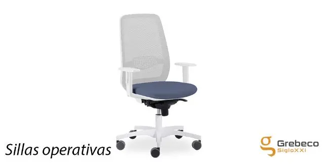 Imagen Silla giratoria con brazos estructura blanca. Base aluminio blanca