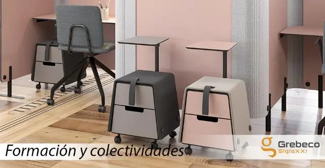 Imagen Asiento cajonera con ruedas y pala de escritura. 2