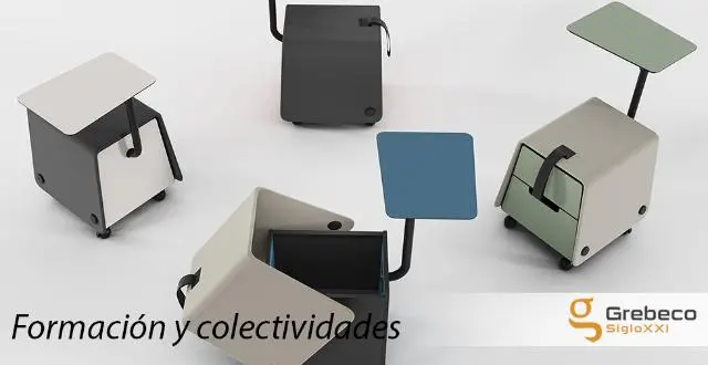 Imagen Asiento cajonera con ruedas y pala de escritura. 3