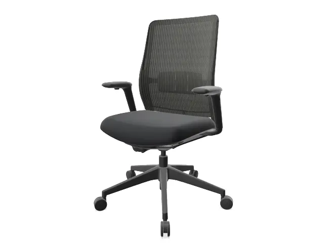 Imagen Silla giratoria base poliamida negro y brazos 2D respaldo malla H y asiento tapizado -EXPRESSS