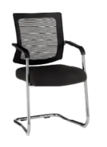 Imagen Silla confidente en negro con grazos y base de patin en acero 