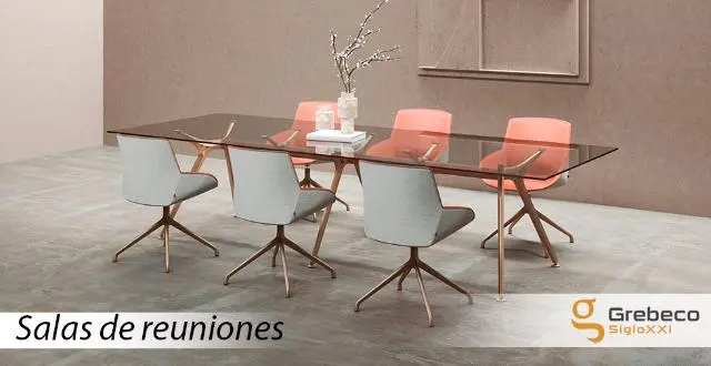 Imagen Mesa de reuni�n estructura en bronce y tapa en vidrio cobre
